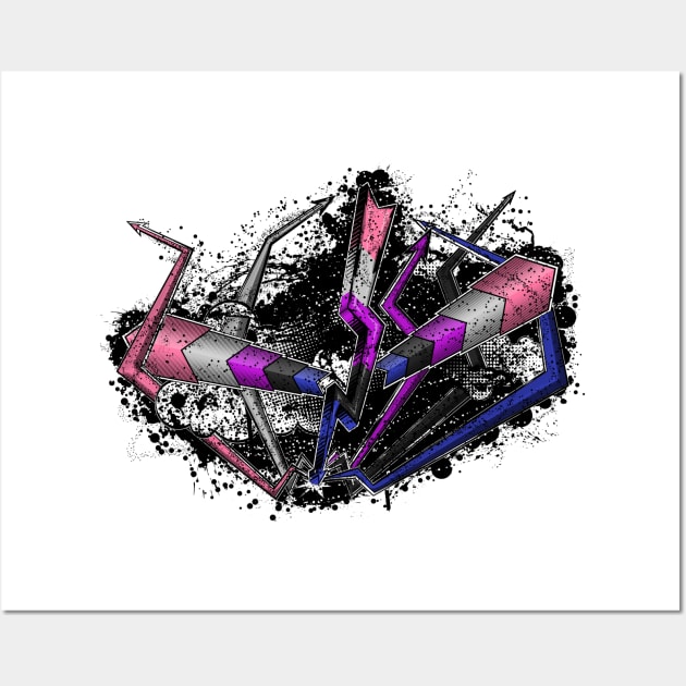 Grunge Graffiti Gender Fluid Lightning and Arrows Wall Art by LiveLoudGraphics